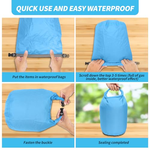 Dry Bag Set, Waterproof Small Lightweight Dry Bags for Paddle Board Kayaking, Fishing, Camping(Blue, 20L 2Pack) - color: Blue, size: 20L 2Pack