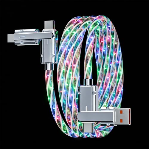 USB Cable PD Fast Charger Lighted Up (USB 4IN1 Starry),Supports Data Transfer, can be Used as a Night Light, Cable Length Approx. 39 inches, Compatible with Most Devices. - color: USB 4IN1 Starry