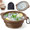Ice Face Bowl with Built-in Ice Tray, Collapsible Silicone Facial Ice Bath Bowl for Cold Plunge Therapy, Skin Tightening & Acne Relief, Portable Spa Tool for Home & Travel Versatile Use - color: Coffee