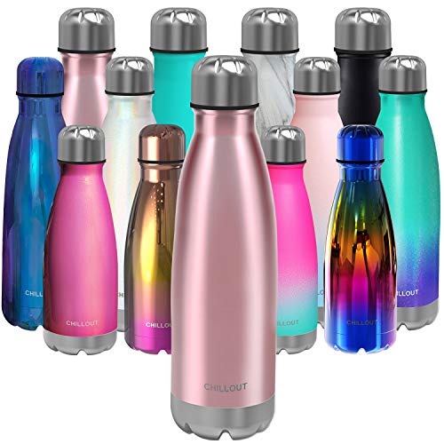 CHILLOUT LIFE 25oz Insulated Stainless Steel Water Bottle, Leak Proof - color: Rose Gold