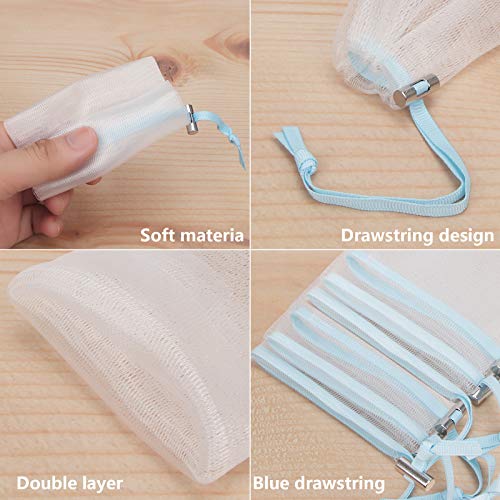 Cobahom Soap Bag 6 Pack 6 x 3.5 Inch Mesh Foaming Net Soap Sack Bags Soap Saver Pouch Net Bags with Drawstring for Bath & Shower （Blue） | Soap Handmade Soap Bubble Mesh Net Bags with Drawstring, Mesh Soap Saver Pouch Bag for Bath & Shower (Blue) - size: 6