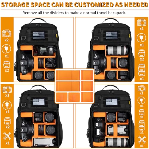 TORIBIO Camera Tactical Backpack Bag for DSLR/SLR/Mirrorless Photography - color: Black, size: Without Rain Cover
