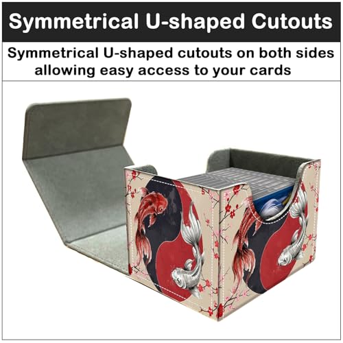 Premium Commander Deck Box,Magnetic Trading Card Storage Case for MTG TCG - Fits 100+ Single-Sleeved Cards,Koi Yin Yang Art Painting - color: Koi Yin Yang Art Painting
