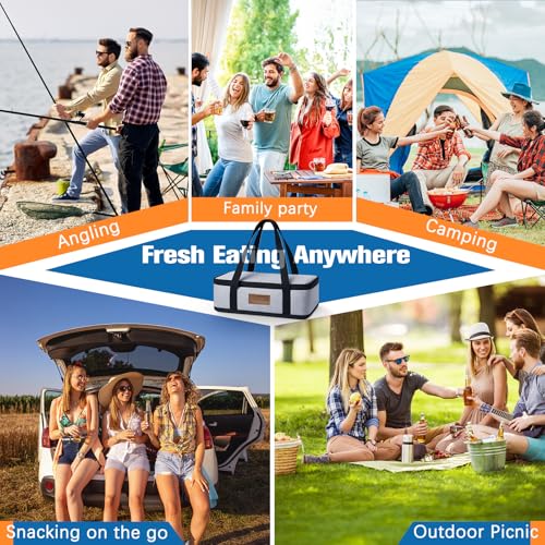 Chilled Portable Snackle Box Container with Ice Pack, Divided Serving Tray with Insulated Bag, Beach Essentials for Summer, Snack Containers for Road Trip Charcuterie Snack Picnic, White - color: White