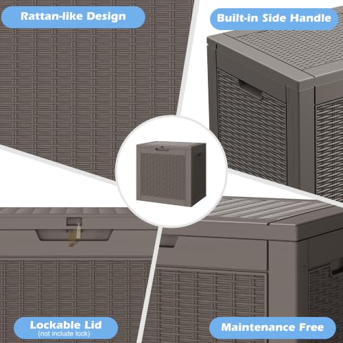 Outdoor Storage Box Waterproof, 30 Gallon Deck Box for Patio Storage - color: Rattan Gray, style: 30Gallon