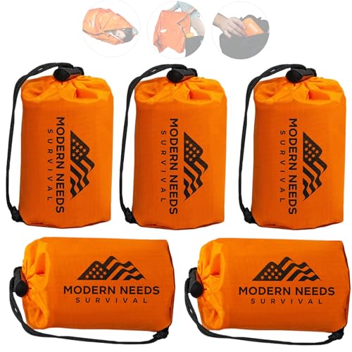 MODERN NEEDS Emergency Sleeping Bag Survival | Emergency Blanket, Bivy Sack & Emergency Bivy for Survival Supplies, Hiking Survival Kit, Compact Sleeping Bag & Camping Safety Equipment | - size: 5