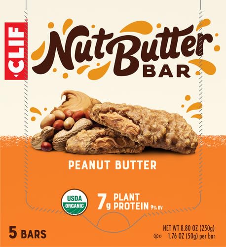 CLIF Nut Butter Bar - Peanut Butter - Energy Snack Bars - Non-GMO - USDA Organic - Plant Based - Low Glycemic - 1.76 oz. 5 Count (Pack of 6) - size: 5 Count (Pack of 6)