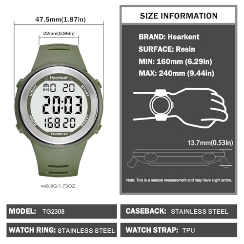 Hearkent 50M Waterproof Pedometer Watch No APP Fitness Tracker Watch - color: Green