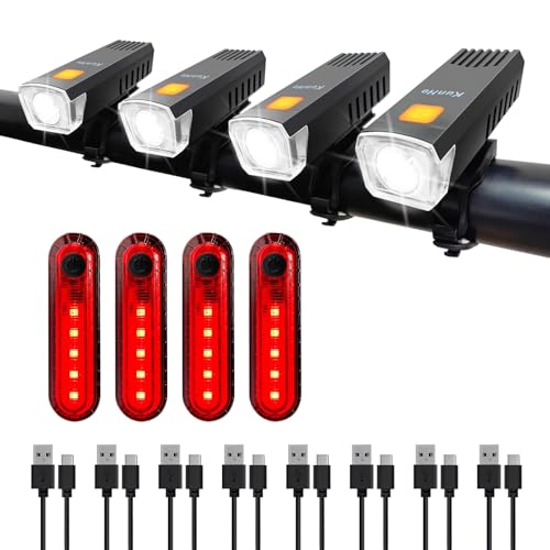 Kunhe USB-C Rechargeable Bike Lights Front and Rear(2or4or10or20 Packs) Night Riding for Kids &Adults 3 Lights Modes Used as a Safety Indicator Light for Skateboards Strollers and Wheelchairs - size: 4Set