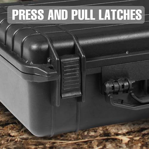 Jack Boss 18x 13.8x 8 Inch Hard Case, Portable Weather Waterproof Protective Camera Case with Customizable Foam, Fit Use of Drones, Camera, Equipments, Black4 | Portable Protective Hard Shell Case With Updated Plastic Material,Fit Drones,Camera,Equipments