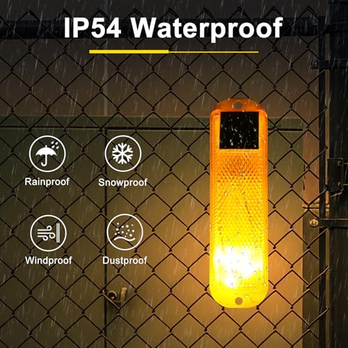 Aolyty Solar Warning Lights, Magnetic Base Beacon Light 4 Pack, Yellow | IP54 Waterproof Caution Light Auto On Off for Barricades, Construction Sites, Traffic Safety - color: Yellow
