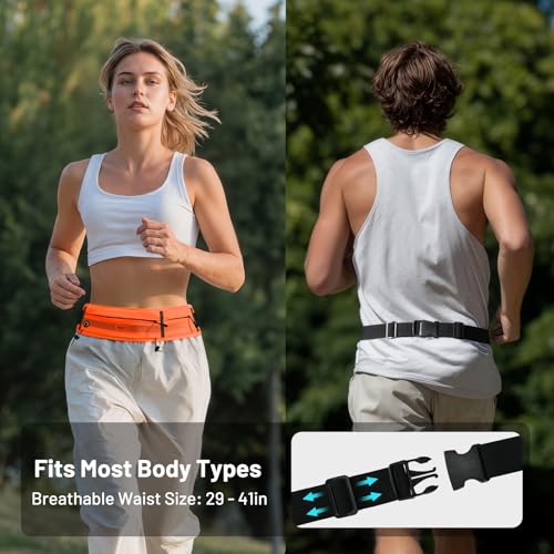 MIER Running Belt for Women & Men, Fanny Pack with Marathon Bib Clip Orange - color: Orange