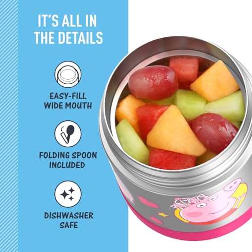 THERMOS FUNTAINER Kids Food Jar with Spoon, 10oz, Peppa Pig - color: Peppa Pig, size: 10 Ounce