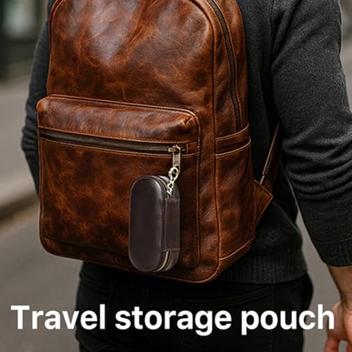 CONTACTS Full Grain Leather Electronics Organizer Small Cable Bag Handmade Tech Pouch Travel Organizer for Cable, Charger Cord