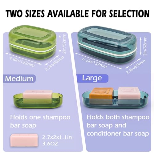 AIDIMMING Shampoo Bar Holder & Large Travel Soap Case with Drain Tray | Clear shampoo bar travel case for shampoo and conditioner bars or one 10 oz soap bar, with a removable drain tray ( Blue) - color: Blue-large, size: Large
