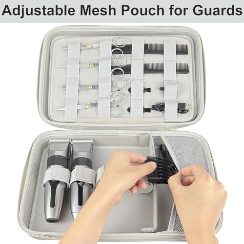 Barber Bag Clipper Case, Barber Carrying Case Organizer Box-Grey | Adjustable Shoulder Strap, Mens Barber Accessories Bag for Clippers and Supplies, Hard Travel Case for Hair Cutting Grooming - color: Grey