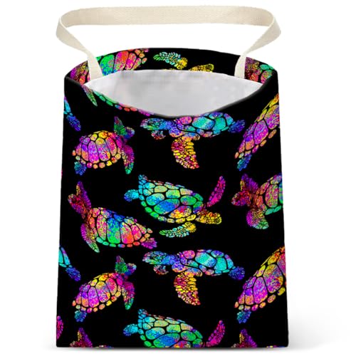 IRADA Car Trash Bag Hanging No Snap Small Garbage Bag for Car Back Seat - Cute Printed One-handed Strap Trash Bags - Rainbow Turtle - color: Rainbow Turtle Car Trash Bag