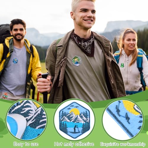Hotop 48pcs Camping Iron on Patches for Outdoor Hats - style: Camping