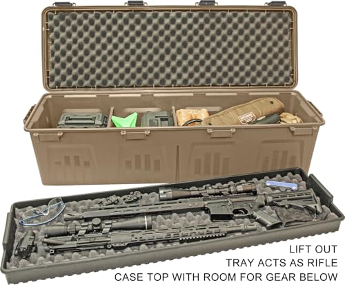 MTM TRC39 Tactical Rifle Crate with Wheels 39” Single Scope Hard Rifle Gun Carrying Case, Lockable All Weather Shooting Gear Storage Box ideal for Range or Field, Made in USA, Dark Earth