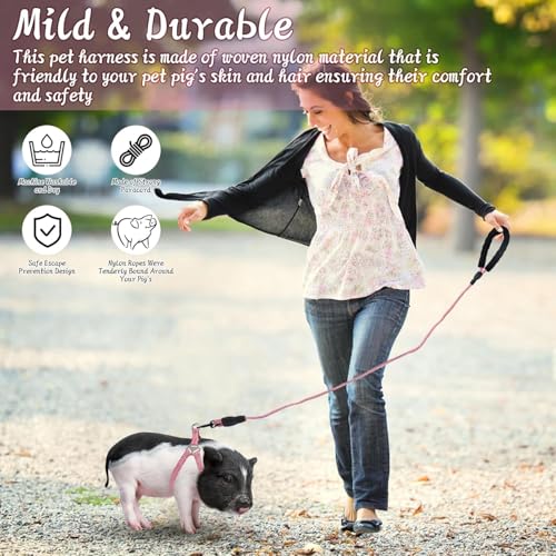 YeeBeny Mini Pig Harness Adjustable with Leash Foam Handle Pink, S - color: Pink, size: S