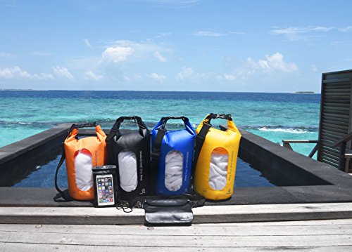 Freegrace Waterproof Dry Bag with Double Zip-Lock, Phone Case & Waist Pouch | 10L Navy Blue, Clear Window, Submersible 500D Drysack, Adjustable Crossbody Strap, Gear For Kayaking, Boating, Beach, Surfing - color: Navy Blue, size: 10L, style: Window