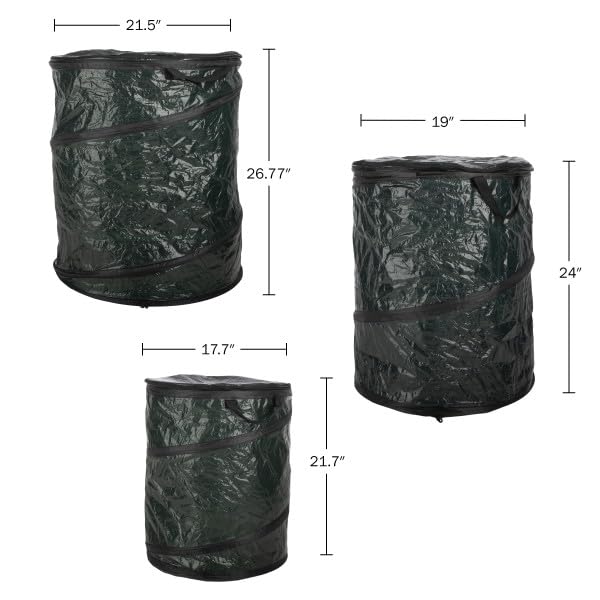 Wakeman Outdoors Collapsible Trash Can, 44-Gal, 29.5-Gal, 23.1-Gal, 3-Pack | Outdoor Portable Pop Up Trash Cans for Parties, Laundry Hamper, Collapsible Yard Waste Bag Leaf Bin - Camping Essentials - size: 44-Gallon, 29.5-Gallon, and 23.1-Gallon