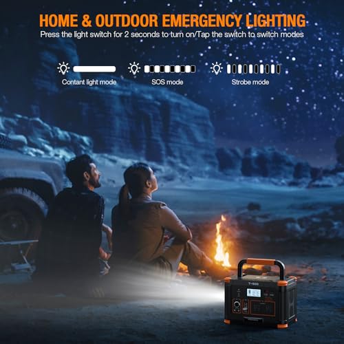 Portable Power Station 500W(Peak 1000W), 519Wh Outdoor Solar Generator - color: Grey