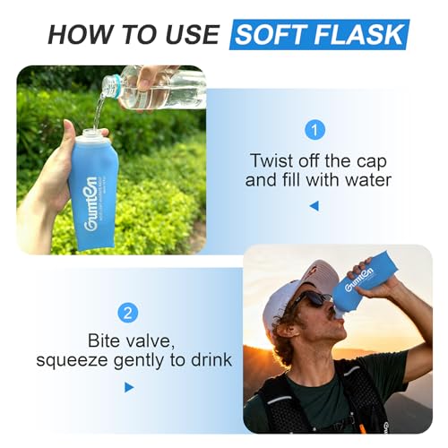 Soft Flask 480ml TPU BPA-Free Soft Water Bottle Leak-Proof Collapsible for Hydration Pack Running Vest Marathon Hiking Cycling (Transparent) - color: 480ml Transparent