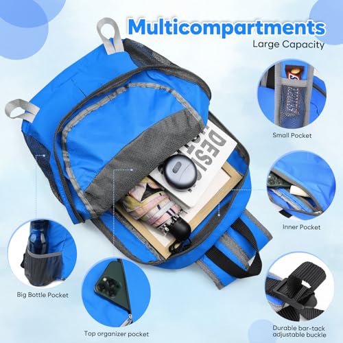 15L Lightweight Packable Hiking Daypack, Water Resistant Foldable Daypack for Travel Outdoor, Ultra Backpack for Men Women (Blue) - color: Blue