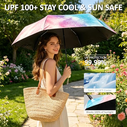 YumSur Mini Travel Sun & Rain Umbrella - color: Starry sky