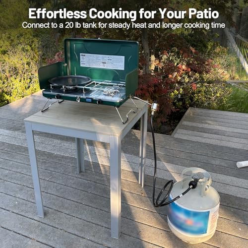 2 Burner Propane Stove, 20000BTU Portable Camping Stove with 2 Adjustable Burner and Wind Guards, Camping Cooktop with Ignition & Griddle for Camping,Tailgating, BBQ, Grilling,Outdoor Gear - color: Deep Green
