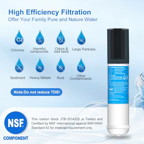 Inline Water Filter - With Fittings for Refrigerator & Ice Maker(2 Pack) | NSF 42 Certified Filter,Premium Chlorine Removing,With 1/4" Water Line & Quick Fittings for Ice Maker,Refrigerator,RO System - size: Inline Water Filter(2 pack ) and 10FT water lin