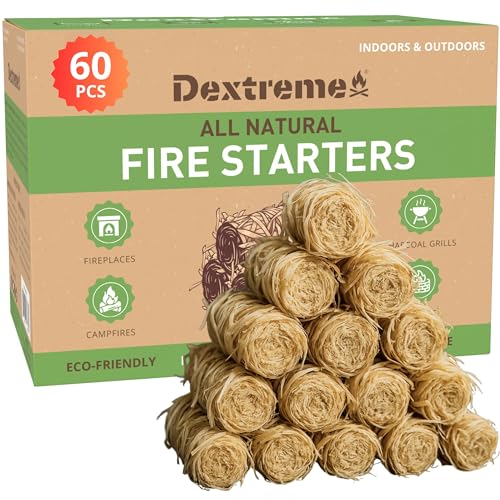 Fire Starter (60 PCS) Natural Fire Starters for Campfire, Charcoal Starter, Fireplace, Wood Stove, BBQ, Chimney, Fire Pit, and Grill | All Weather, Odorless, Non-Toxic, w/10 Min Burning Time - style: 60 PCS