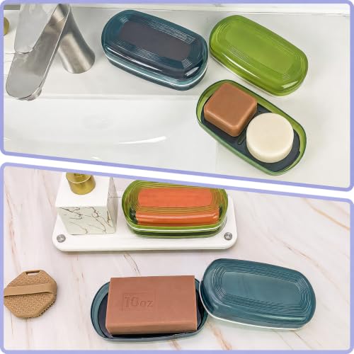 AIDIMMING Shampoo Bar Holder & Large Travel Soap Case with Drain Tray | Shampoo bar travel case for shampoo and conditioner bars set or one 10 oz soap bar, with a removable drain tray (Green) - color: Green-large, size: Large