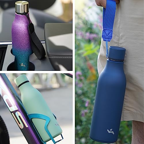 Konokyo 18 oz Insulated Stainless Steel Metal Water Bottle with Strap - color: Gray, size: 18 Ounces
