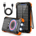 Solar Charger Power Bank - 49800mAh Solar Phone Charger with USB-C in/Output, QC 3.0 Fast Charging with LED Flashlight, Built-in 4 Cables, IP65 Waterproof Fits for Outdoor (Bright Orange)