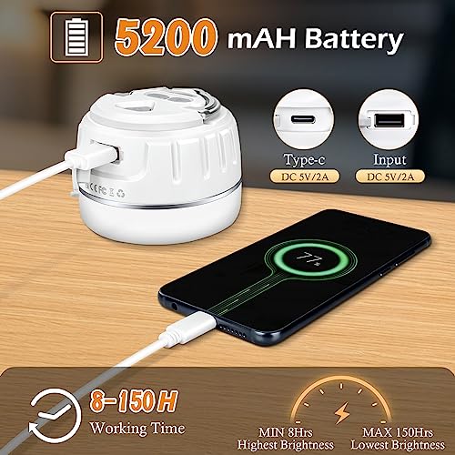 Sinvitron LED Camping Lantern Rechargeable with Remote Control - 1000LM 150H Runtime Tent Light, 5200mAh Water-Resistant Emergency Light for Hurricane Power Outages, Hiking Home - style: 1Pack White