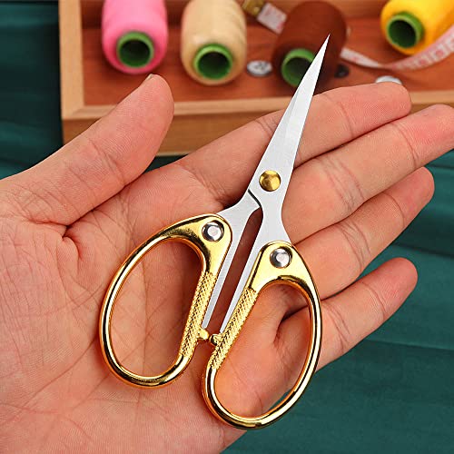 4.5" Cute Embroidery Scissors with Curved Tip for Sewing, Small Stainless Steel Sharp Scissors Craft Shear for DIY Craft Art Work Sewing Handicrafts Needlework Tool and Daily Use Gold - color: Gold
