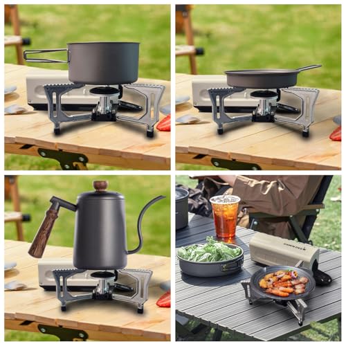 Portable Cassette Stove With Delicate Storage Bag, Foldable Camp Stove Compact Camping Stove, 2200W Folding Butane Gas Burner (White) - color: White