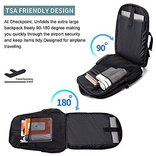 Extra Large Backpack for Men 50L, Insulated Cooler Lunch Box Backpack, Water Resistant 17inch Travel Laptop Work Bookbag with USB Charging Port,Black - color: Black
