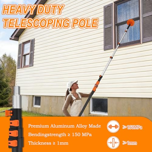 SISUPASSIE Telescoping Extension Pole, Reach to 26FT Telescoping Pole Multi-Purpose 5-20FT Lightweight, Sturdy with Universal Twist-on Metal Tip Extendable for Dusting Painting Window Cleaning - size: 20FT