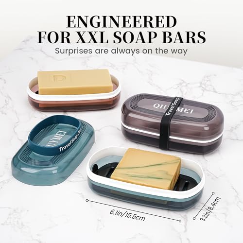 Shampoo Bar Holder Travel Case | Leakproof Soap Container with Lid & Drain Tray | Includes Silicone Strap and Soap Bag | Compatible with Kitsch Solid Shampoo and Conditioner Bars (Black, Large) - color: Black Style A-large