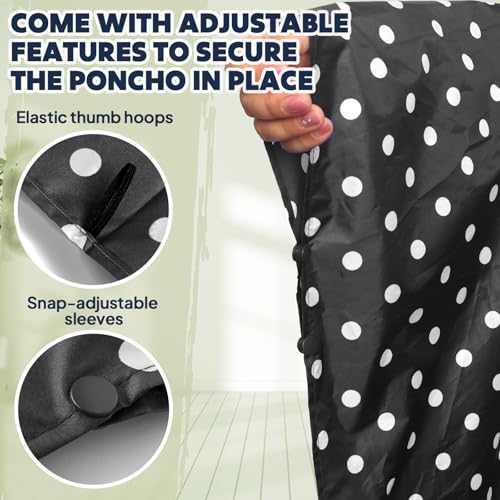 ANYOO Waterproof Rain Poncho Lightweight Reusable Hiking Hooded Coat Jacket for Outdoor Activities - color: F Dot Black