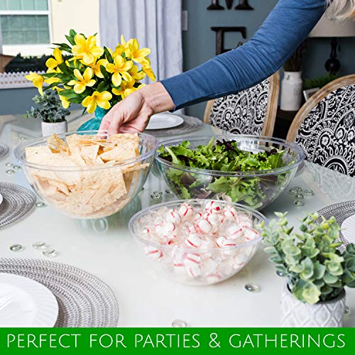 PLASTICPRO Disposable Round Crystal Clear Serving Bowls With Lids 2 Sets - size: 96 OUNCE