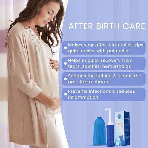 XL laphang Portable Bidet 500ml Blue Peri Bottle with Waterproof Pouch and Cap – PP + TPR, Leak Proof & Scratch Resistant –Perineal Bottle for Postpartum Hemorrhoids Healing, Maternity Kit Essentials