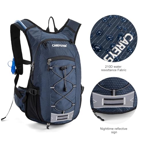 Carey STEN Hydration Backpack Hiking Pack Equipped 2L Water Bag - color: Navy blue