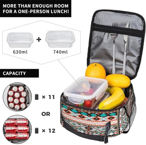 Pardick Aztec Pattern Tote Lunch Box Insulated Lunch Bag Tote Cooler Freezable Meal Prep Bag Waterproof Leakproof Cooler Lunch Container For Picnic Office - color: Aztec