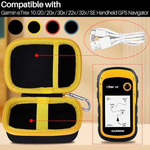Lebakort Hard Case Compatible with Garmin eTrex 10/20 / 20x / 30x / 22x / 32x / SE Worldwide Rugged Handheld GPS Navigator (Black + Yellow Case) - color: Black + Yellow Case