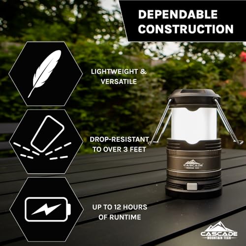 Cascade Mountain Tech Pop-Up IPX4 Water-Resistant LED Lantern with 4 Light Modes - 3 Pack - size: 3 Pack, style: Multi-Mode Pop-Up Lantern (3-pack)