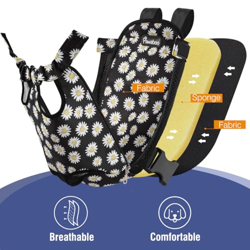 Pawaboo Pet Front Carrier Backpack for Small Medium Dogs - color: Black Daisy Print, style: Small (Pack of 1)